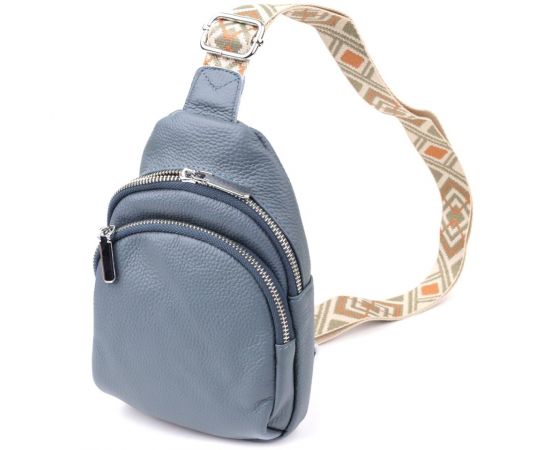 Придбати Универсальная женская сумка-слинг из натуральной кожи Vintage 22937 Синий, image , характеристики, відгуки