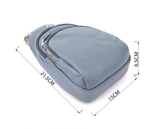 Придбати Универсальная женская сумка-слинг из натуральной кожи Vintage 22937 Синий, image , зображення 3, характеристики, відгуки