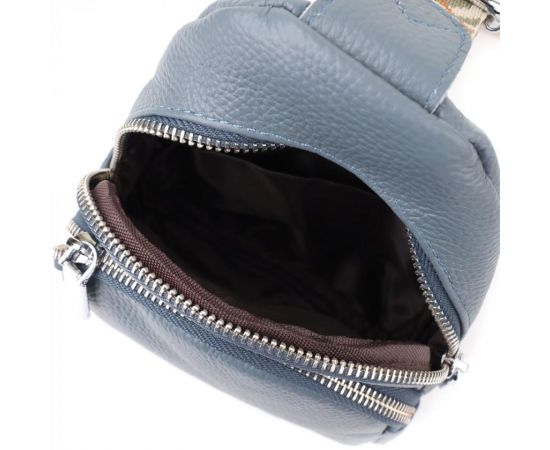 Придбати Универсальная женская сумка-слинг из натуральной кожи Vintage 22937 Синий, image , зображення 7, характеристики, відгуки