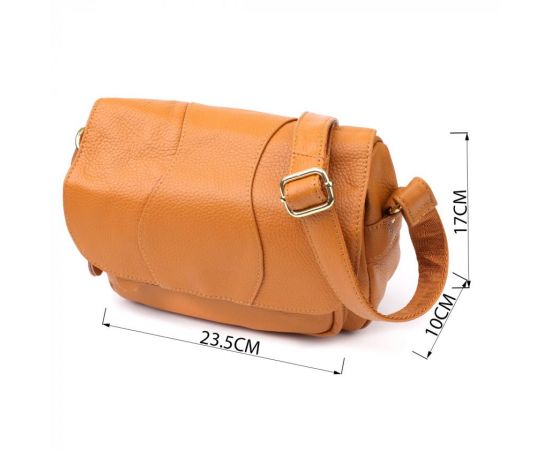 Купить Вместительная повседневная сумка из натуральной кожи для женщин Vintage 22968 Рыжий, фото , изображение 3, характеристики, отзывы