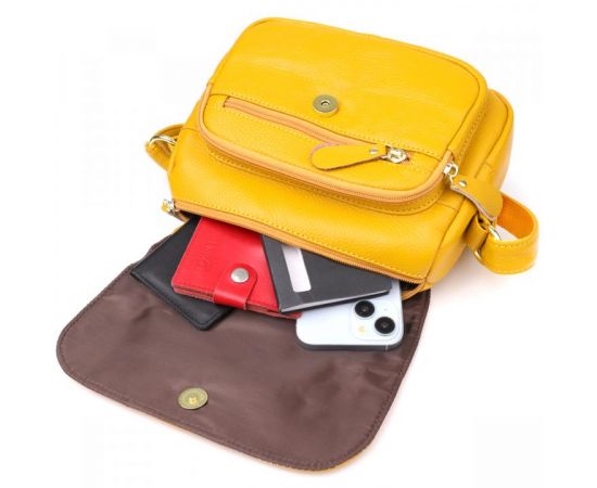 Купить Кожаная сумка для женщин на каждый день Vintage 22969 Желтый, фото , изображение 9, характеристики, отзывы