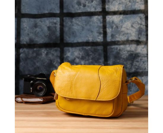 Купить Кожаная сумка для женщин на каждый день Vintage 22969 Желтый, фото , изображение 10, характеристики, отзывы