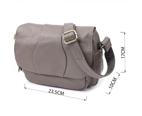 Купить Сумка из натуральной кожи для стильных женщин Vintage 22974 Серый, фото , изображение 3, характеристики, отзывы