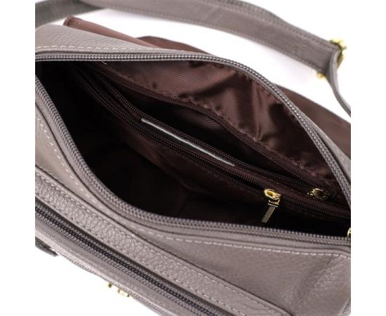 Купить Сумка из натуральной кожи для стильных женщин Vintage 22974 Серый, фото , изображение 8, характеристики, отзывы