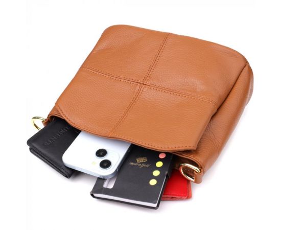 Купить Женская сумка на три отделения из натуральной кожи Vintage 22975 Рыжий, фото , изображение 9, характеристики, отзывы