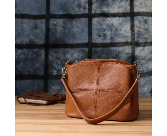 Купить Женская сумка на три отделения из натуральной кожи Vintage 22975 Рыжий, фото , изображение 10, характеристики, отзывы