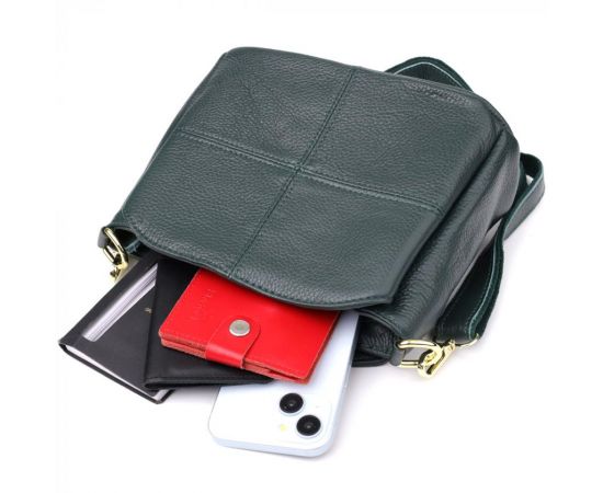 Купить Кожаная сумка для женщин с тремя отделениями Vintage 22977 Зеленый, фото , изображение 9, характеристики, отзывы