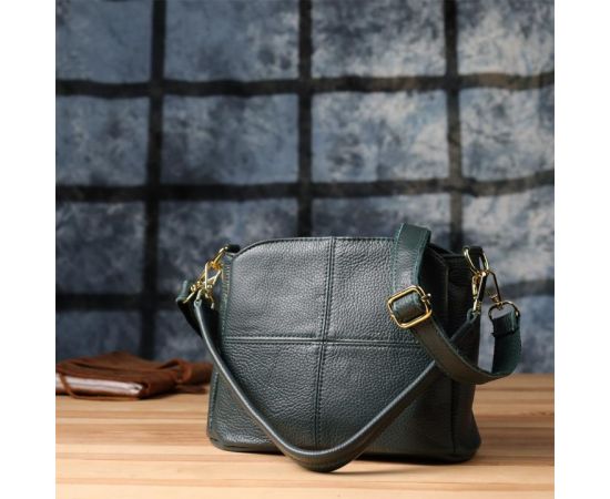 Купить Кожаная сумка для женщин с тремя отделениями Vintage 22977 Зеленый, фото , изображение 10, характеристики, отзывы
