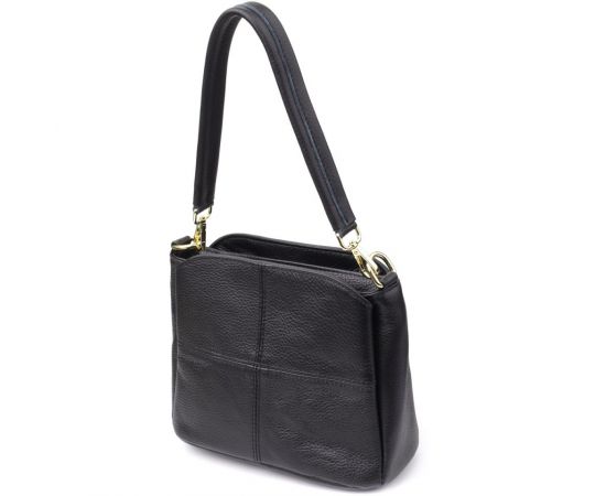 Купить Классическая кожаная сумка для женщин с тремя отделениями Vintage 22978 Черный, фото , характеристики, отзывы