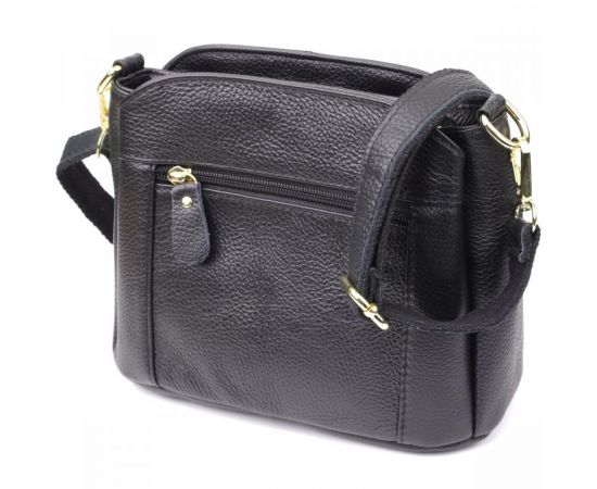 Купить Классическая кожаная сумка для женщин с тремя отделениями Vintage 22978 Черный, фото , изображение 2, характеристики, отзывы