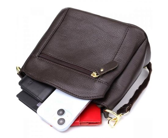 Придбати Женская сумка из натуральной кожи с удобной внутренней организацией Vintage 22979 Коричневый, image , зображення 9, характеристики, відгуки