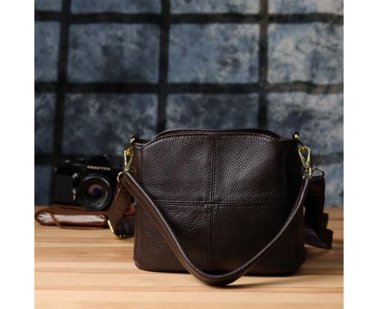 Придбати Женская сумка из натуральной кожи с удобной внутренней организацией Vintage 22979 Коричневый, image , зображення 10, характеристики, відгуки
