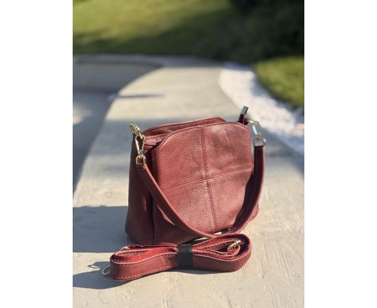 Купить Женская кожаная сумка с тремя секциями Vintage 22981 Красный, фото , изображение 13, характеристики, отзывы