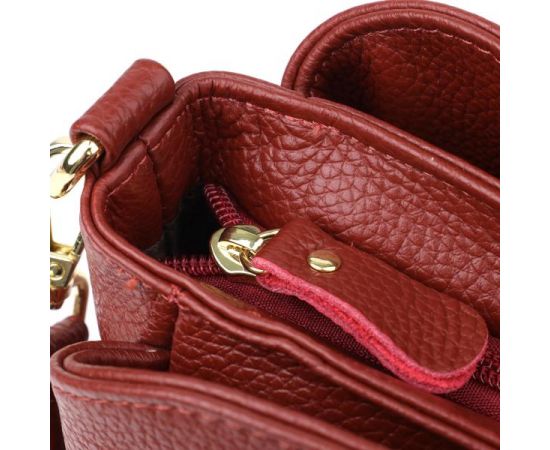 Купить Женская кожаная сумка с тремя секциями Vintage 22981 Красный, фото , изображение 6, характеристики, отзывы