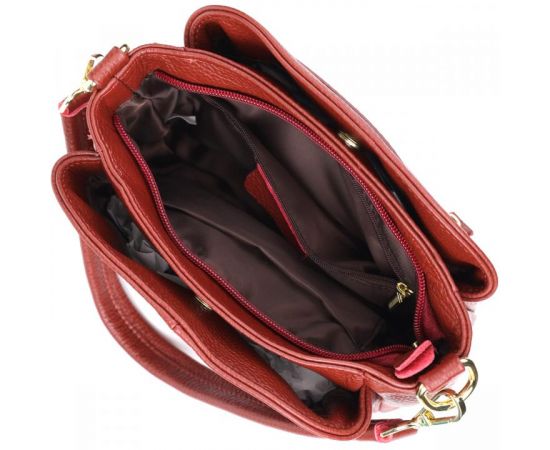 Купить Женская кожаная сумка с тремя секциями Vintage 22981 Красный, фото , изображение 7, характеристики, отзывы