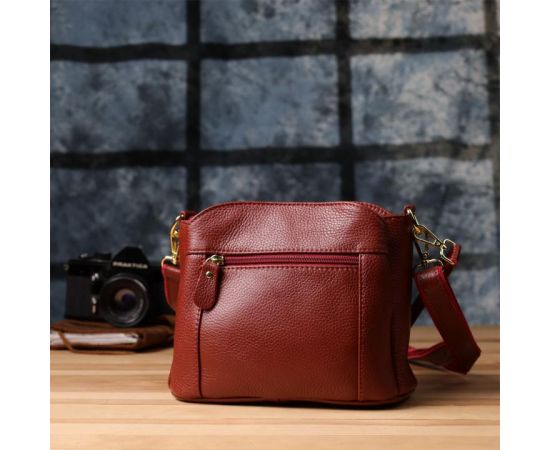 Купить Женская кожаная сумка с тремя секциями Vintage 22981 Красный, фото , изображение 10, характеристики, отзывы