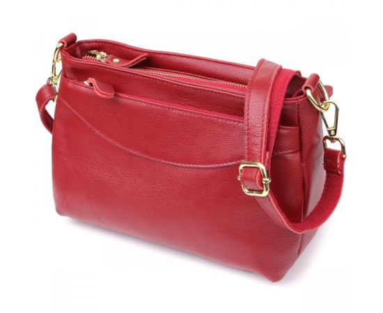 Придбати Женская сумка с твердым дном из натуральной кожи Vintage 22982 Красный, image , характеристики, відгуки