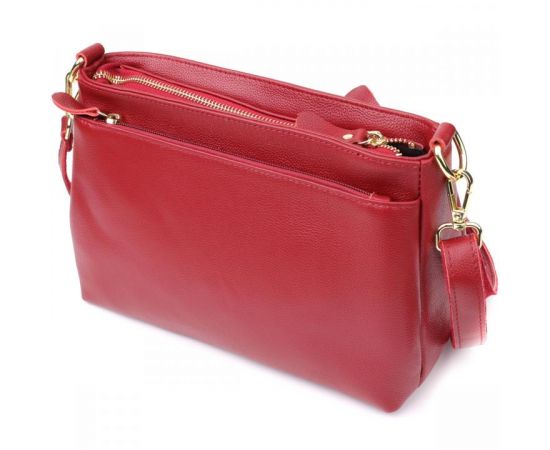 Придбати Женская сумка с твердым дном из натуральной кожи Vintage 22982 Красный, image , зображення 2, характеристики, відгуки