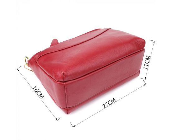 Придбати Женская сумка с твердым дном из натуральной кожи Vintage 22982 Красный, image , зображення 3, характеристики, відгуки