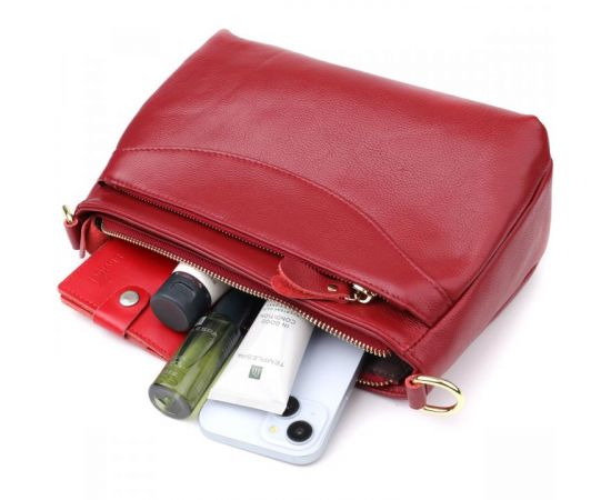 Придбати Женская сумка с твердым дном из натуральной кожи Vintage 22982 Красный, image , зображення 8, характеристики, відгуки