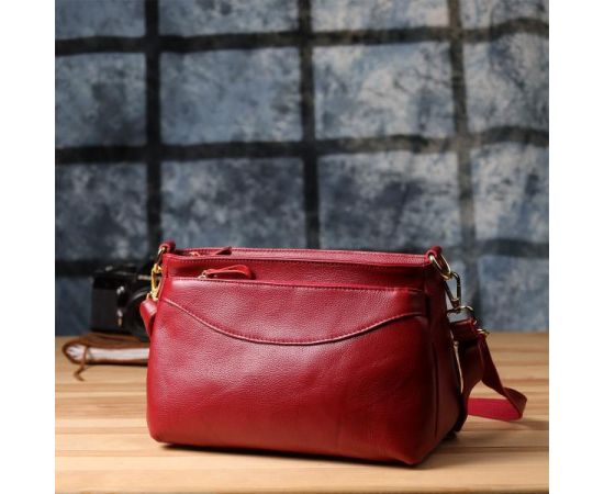 Придбати Женская сумка с твердым дном из натуральной кожи Vintage 22982 Красный, image , зображення 9, характеристики, відгуки