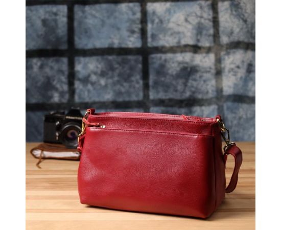 Придбати Женская сумка с твердым дном из натуральной кожи Vintage 22982 Красный, image , зображення 10, характеристики, відгуки