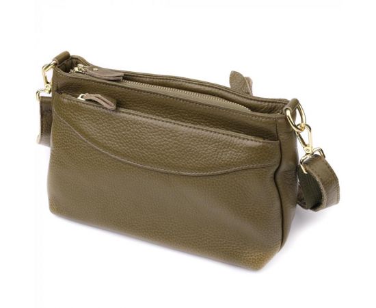 Придбати Кожаная сумка с плотным дном для женщин Vintage 22984 Оливковый, image , зображення 2, характеристики, відгуки