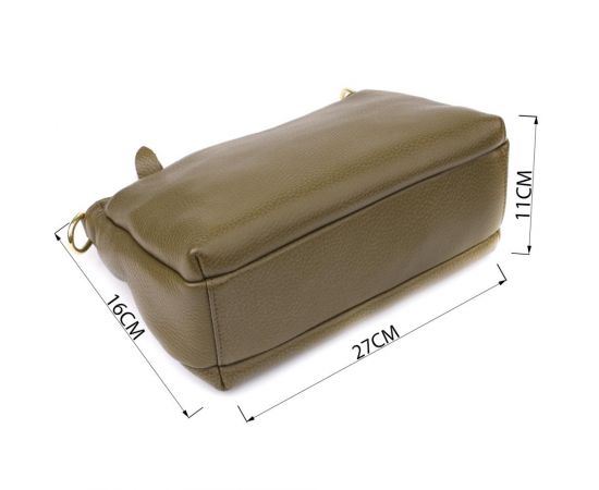 Придбати Кожаная сумка с плотным дном для женщин Vintage 22984 Оливковый, image , зображення 3, характеристики, відгуки