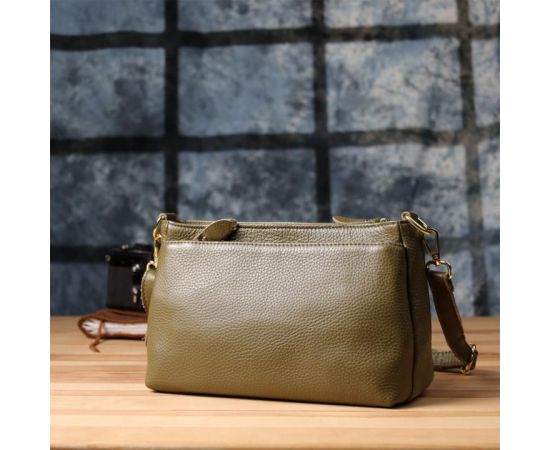 Придбати Кожаная сумка с плотным дном для женщин Vintage 22984 Оливковый, image , зображення 10, характеристики, відгуки