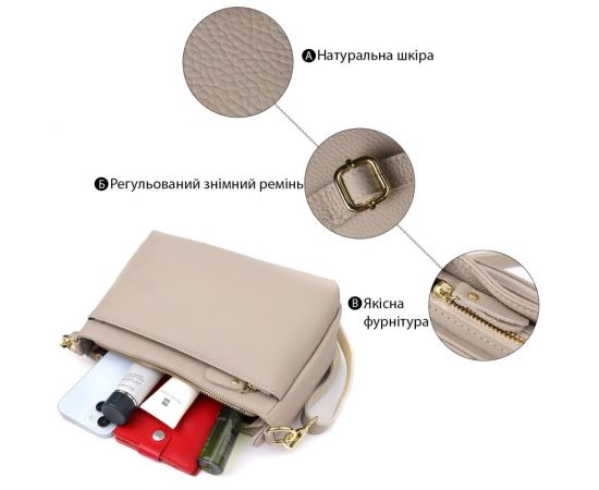 Купить Женская сумка из натуральной кожи с жестким основанием Vintage 22985 Серый, фото , изображение 4, характеристики, отзывы