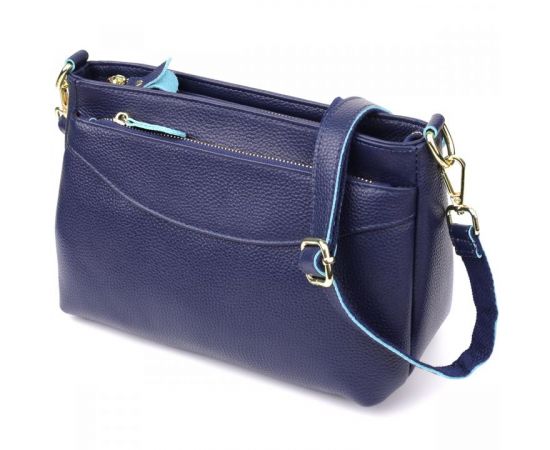 Купить Женская кожаная сумка с жестким дном Vintage 22986 Синий, фото , характеристики, отзывы