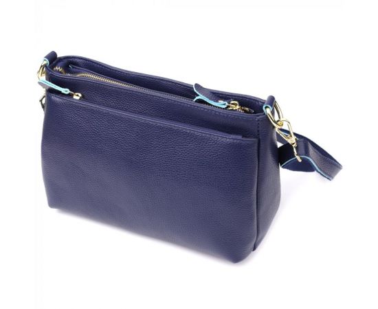 Купить Женская кожаная сумка с жестким дном Vintage 22986 Синий, фото , изображение 2, характеристики, отзывы