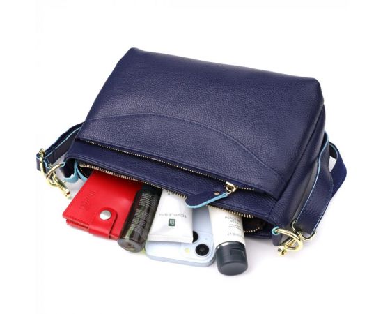 Купить Женская кожаная сумка с жестким дном Vintage 22986 Синий, фото , изображение 8, характеристики, отзывы