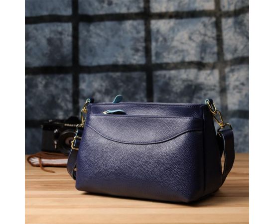 Купить Женская кожаная сумка с жестким дном Vintage 22986 Синий, фото , изображение 9, характеристики, отзывы