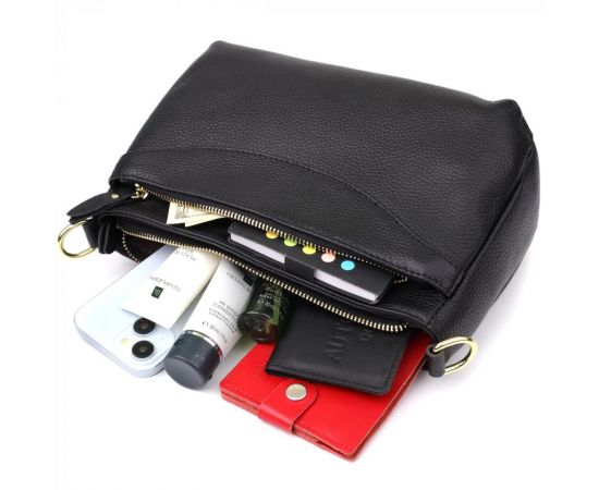 Купить Классическая женская сумка с жестким дном из натуральной кожи Vintage 22987 Черный, фото , изображение 8, характеристики, отзывы