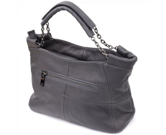 Купить Повседневная сумка для женщин из натуральной кожи Vintage 22989 Серый, фото , изображение 2, характеристики, отзывы