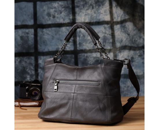 Купить Повседневная сумка для женщин из натуральной кожи Vintage 22989 Серый, фото , изображение 11, характеристики, отзывы
