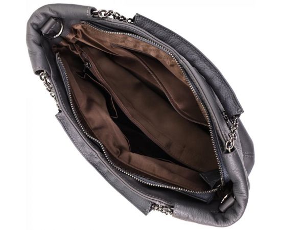 Купить Повседневная сумка для женщин из натуральной кожи Vintage 22989 Серый, фото , изображение 8, характеристики, отзывы