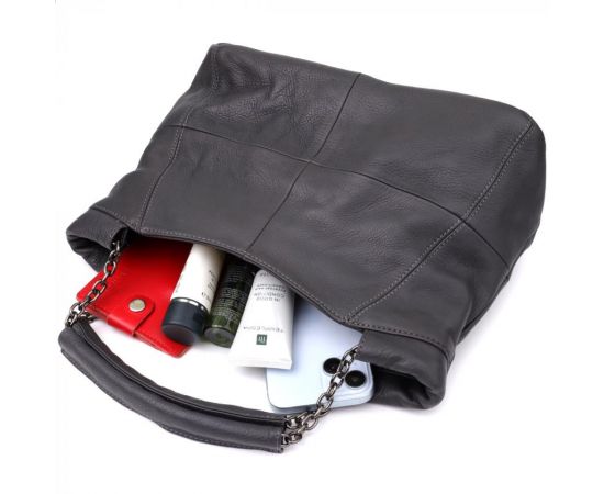 Купить Повседневная сумка для женщин из натуральной кожи Vintage 22989 Серый, фото , изображение 9, характеристики, отзывы