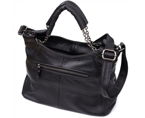 Купить Повседневная сумка из натуральной кожи для женщин Vintage 22992 Черный, фото , изображение 2, характеристики, отзывы