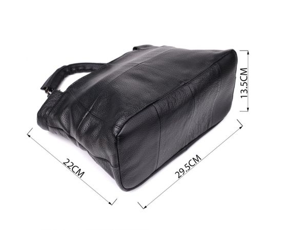 Купить Повседневная сумка из натуральной кожи для женщин Vintage 22992 Черный, фото , изображение 3, характеристики, отзывы