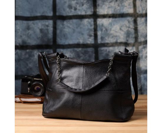 Купить Повседневная сумка из натуральной кожи для женщин Vintage 22992 Черный, фото , изображение 9, характеристики, отзывы