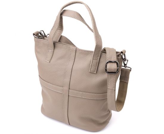 Придбати Женская сумка с ручками из натуральной кожи Vintage 22996 Серый, image , характеристики, відгуки
