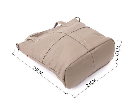 Придбати Женская сумка с ручками из натуральной кожи Vintage 22996 Серый, image , зображення 3, характеристики, відгуки