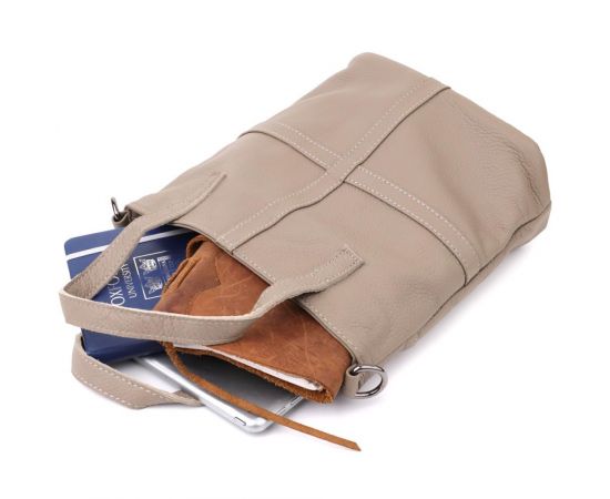 Придбати Женская сумка с ручками из натуральной кожи Vintage 22996 Серый, image , зображення 8, характеристики, відгуки