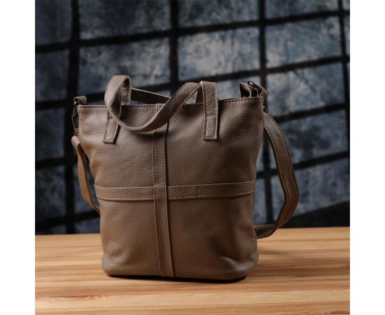 Придбати Женская сумка с ручками из натуральной кожи Vintage 22996 Серый, image , зображення 9, характеристики, відгуки