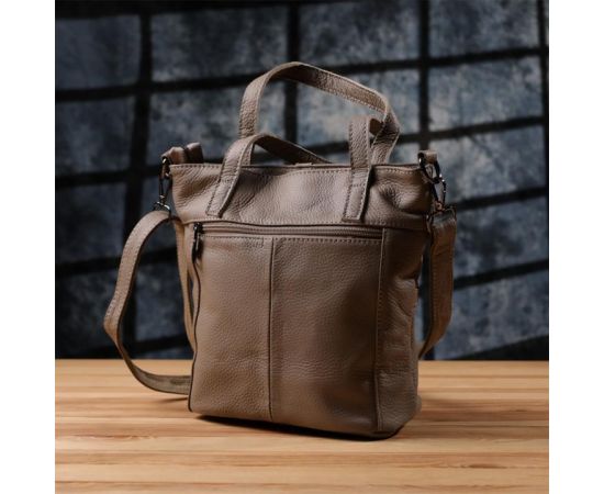 Придбати Женская сумка с ручками из натуральной кожи Vintage 22996 Серый, image , зображення 10, характеристики, відгуки