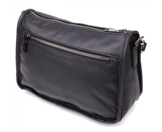 Купить Сумка на плечо из натуральной кожи для женщин Vintage 23001 Черный, фото , изображение 2, характеристики, отзывы