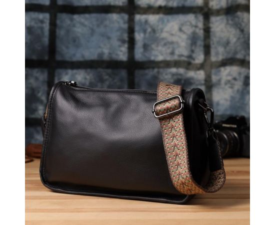 Купить Сумка на плечо из натуральной кожи для женщин Vintage 23001 Черный, фото , изображение 10, характеристики, отзывы