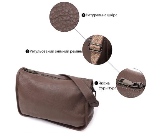 Придбати Женская сумка на плечо из натуральной кожи Vintage 23003 Коричневый, image , зображення 4, характеристики, відгуки